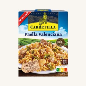 Carretilla Paella Valenciana, with Bomba rice, ready to eat in 2 min, 1 portion tray 300 gr