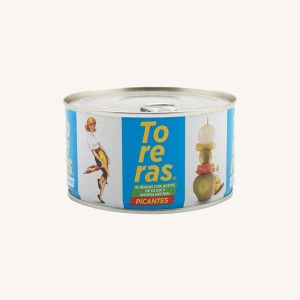 Toreras (Kimbo) Spicy Banderillas (skewer) in olive oil, with natural anchovy, can 120 g drained front
